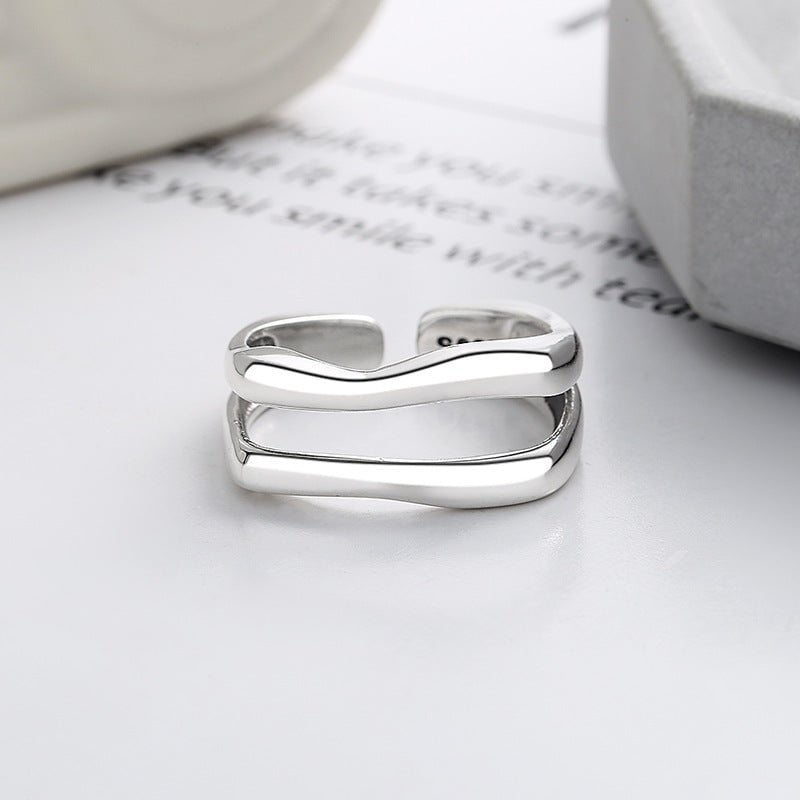 Wee Luxury Yj879/about 4.6 grams / The opening is adjustable Geometric Retro Korean Style Double-layer Irregular Silver Ring