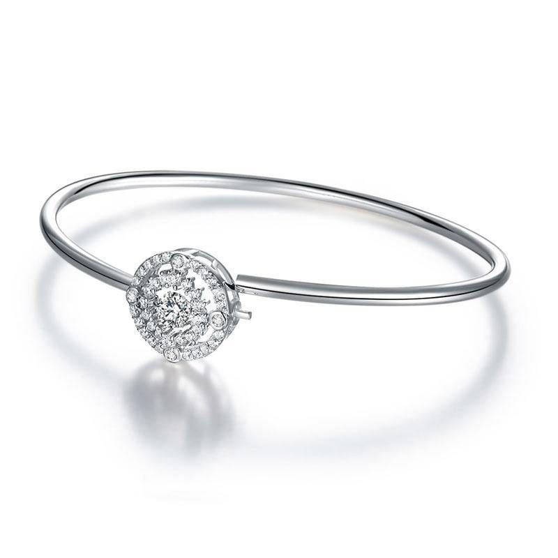 My Jewels Silver Bracelets 1.4 cm X 1.4 cm Halo Dancing Stone Bangle Bracelet