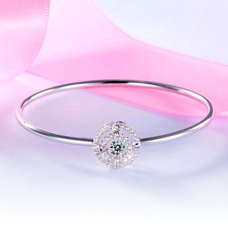 My Jewels Silver Bracelets 1.4 cm X 1.4 cm Halo Dancing Stone Bangle Bracelet