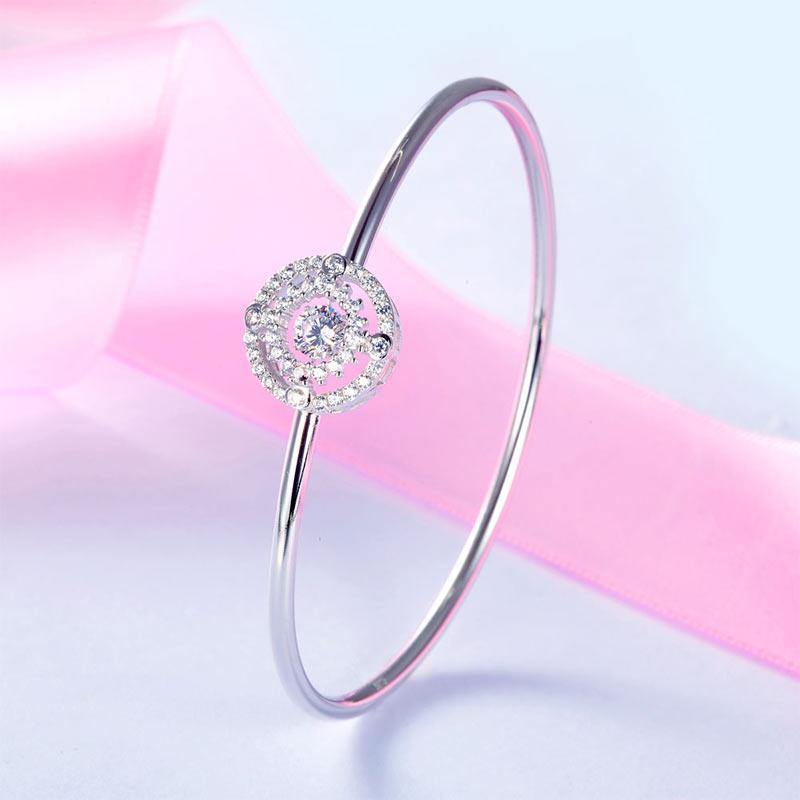 My Jewels Silver Bracelets 1.4 cm X 1.4 cm Halo Dancing Stone Bangle Bracelet