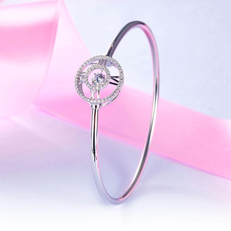 My Jewels Silver Bracelets 6.5" (16.5 cm) Dancing Stone Bangle Bracelet