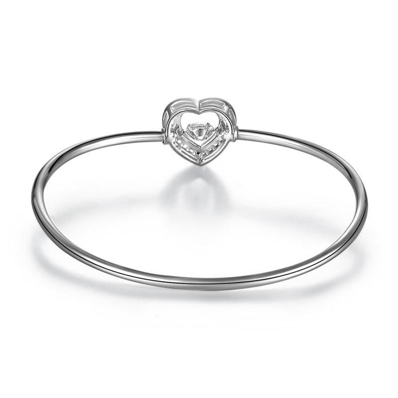 My Jewels Silver Bracelets Dancing Stone Heart 925 Sterling Silver Bangle