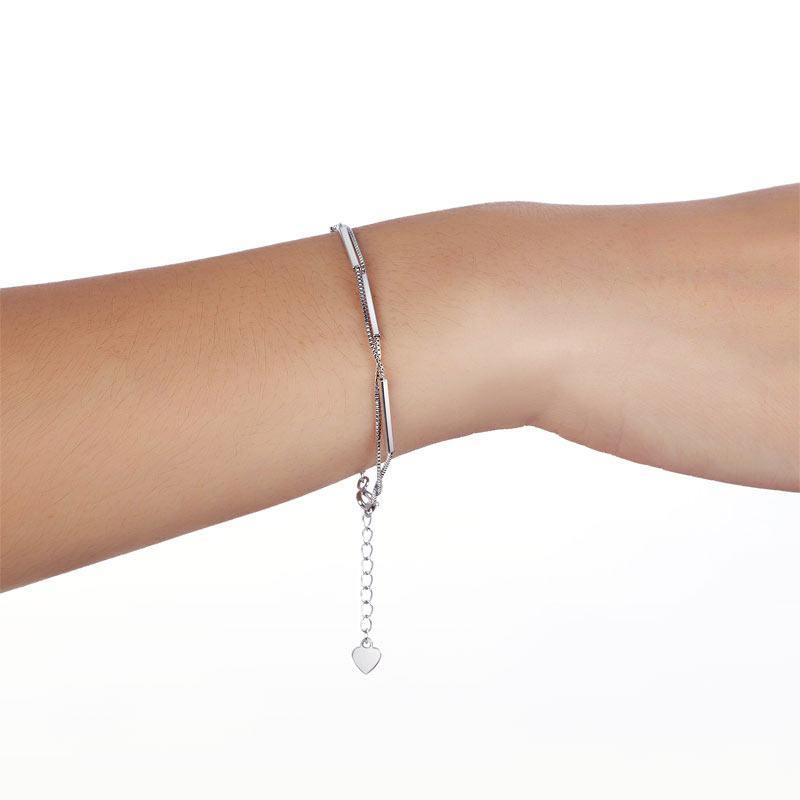 My Jewels Silver Bracelets Length : (15.5cm - 18.5cm) Adjustable Dangle Fashion Sterling Silver Bracelet