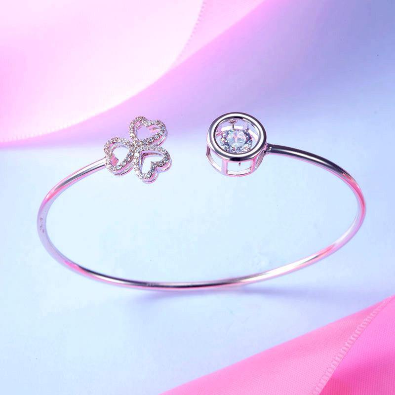 My Jewels Silver Bracelets Length: (15 cm - 18 cm) Adjustable Ladies Dancing 3 Stone Bracelet