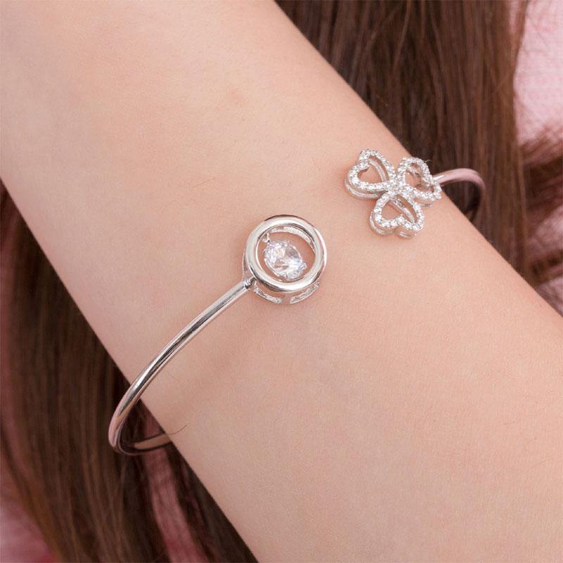 My Jewels Silver Bracelets Length: (15 cm - 18 cm) Adjustable Ladies Dancing 3 Stone Bracelet