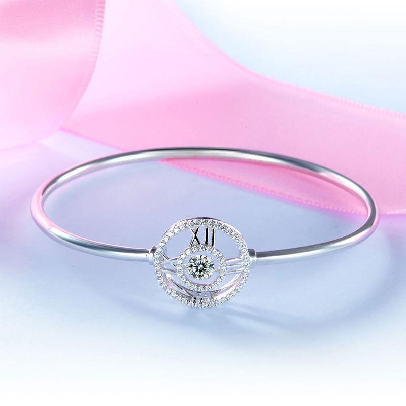 My Jewels Silver Bracelets Length: (15 cm - 18 cm) Adjustable Women's Dancing Stone Silver Bracelets