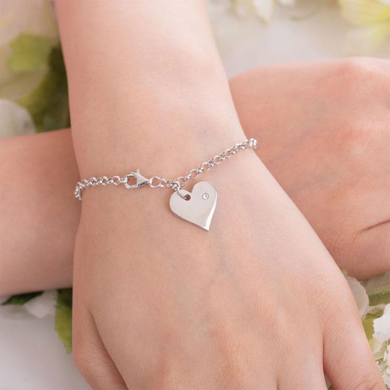 My Jewels Silver Bracelets Length: (15 cm - 18 cm) Adjustable Women's Dangle Heart Bracelets