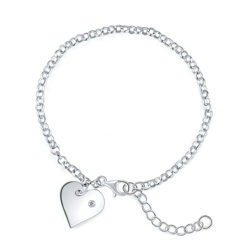 My Jewels Silver Bracelets Length: (15 cm - 18 cm) Adjustable Women's Dangle Heart Bracelets