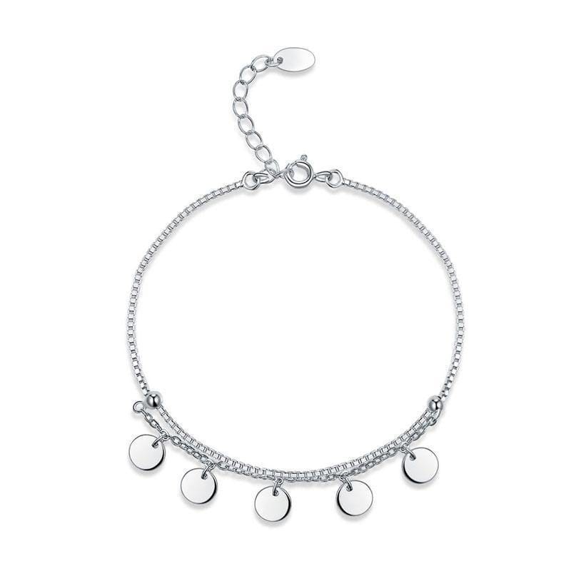 My Jewels Silver Bracelets Length: (16.5 cm - 20 cm) Adjustable Silver Bracelets Dangle Circle For Women's