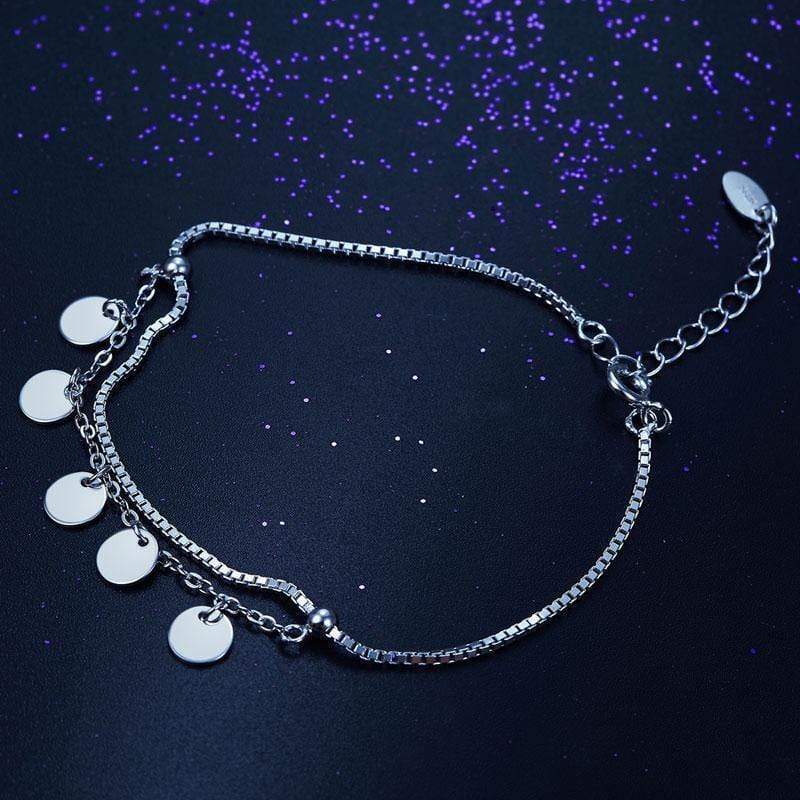 My Jewels Silver Bracelets Length: (16.5 cm - 20 cm) Adjustable Silver Bracelets Dangle Circle For Women's