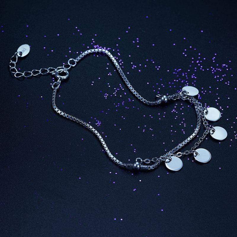 My Jewels Silver Bracelets Length: (16.5 cm - 20 cm) Adjustable Silver Bracelets Dangle Circle For Women's