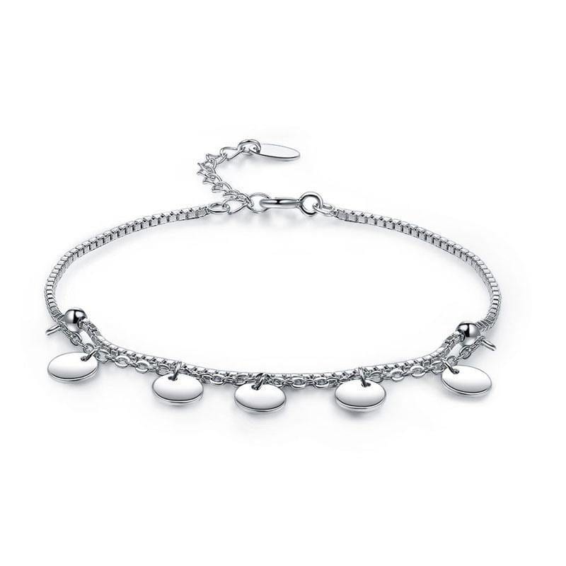 My Jewels Silver Bracelets Length: (16.5 cm - 20 cm) Adjustable Silver Bracelets Dangle Circle For Women's