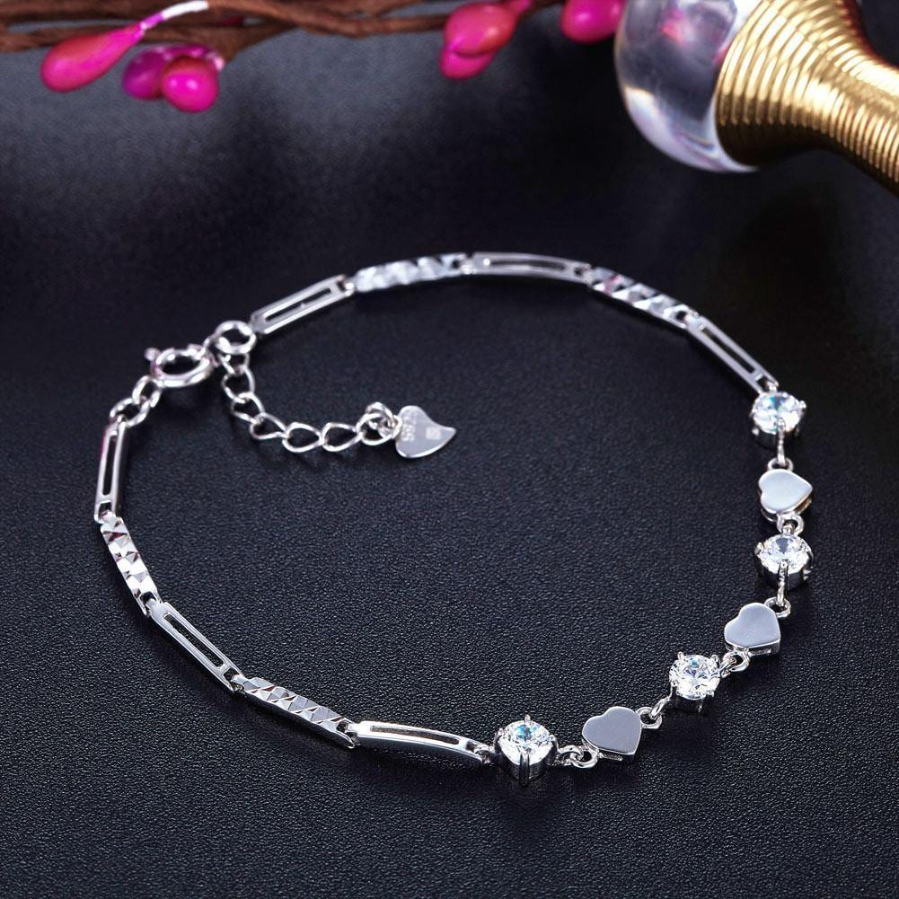 My Jewels Silver Bracelets Length: 16 cm - 19 cm (6" - 7.25") Adjustable Elegant Heart Adjustable Bracelets