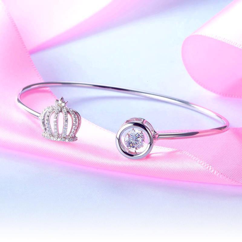 My Jewels Silver Bracelets Women Dancing Stone Crown Bangle Wedding