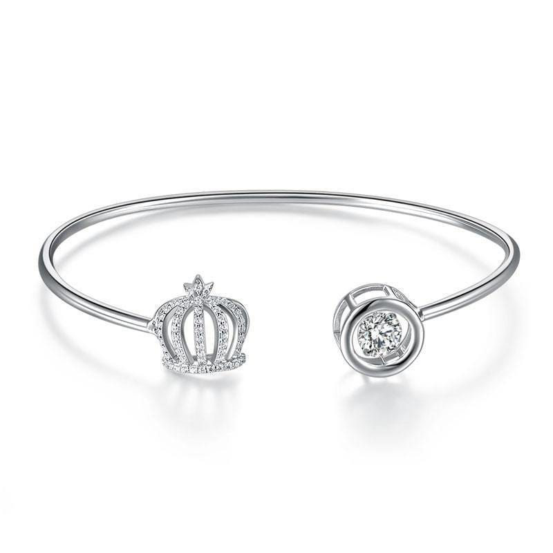 My Jewels Silver Bracelets Women Dancing Stone Crown Bangle Wedding