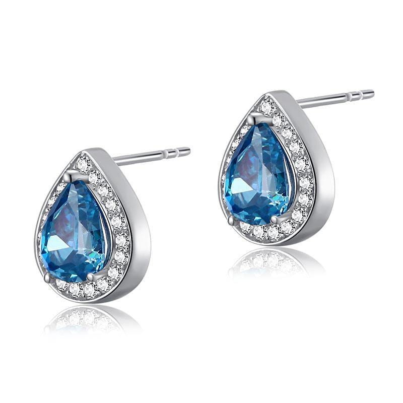 My Jewels Silver Earrings 1.2 cm X 1 cm Women Blue Topaz Silver Earrings Stud