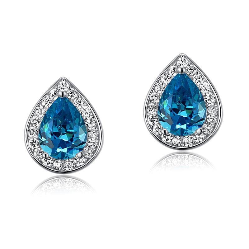 My Jewels Silver Earrings 1.2 cm X 1 cm Women Blue Topaz Silver Earrings Stud