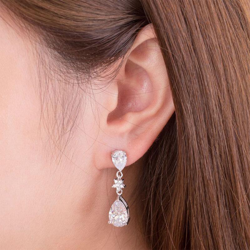 My Jewels Silver Earrings 1.25" ( 3 cm) Dangle Bridal Wedding Silver Earrings