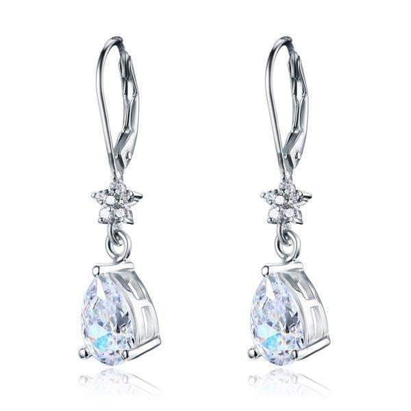 My Jewels Silver Earrings 1.26" (3.3 cm) Pear Cut 925 Sterling Silver Dangle Earrings