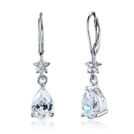 My Jewels Silver Earrings 1.26" (3.3 cm) Pear Cut 925 Sterling Silver Dangle Earrings