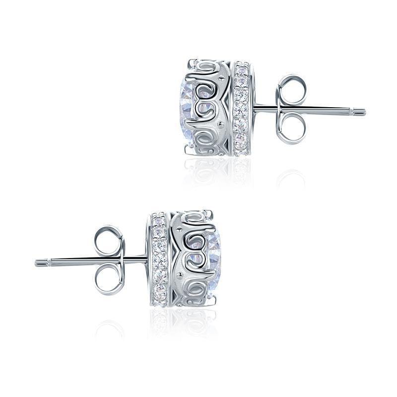 My Jewels Silver Earrings 11 mm x 11 mm Fashion Clear White Stud Earrings