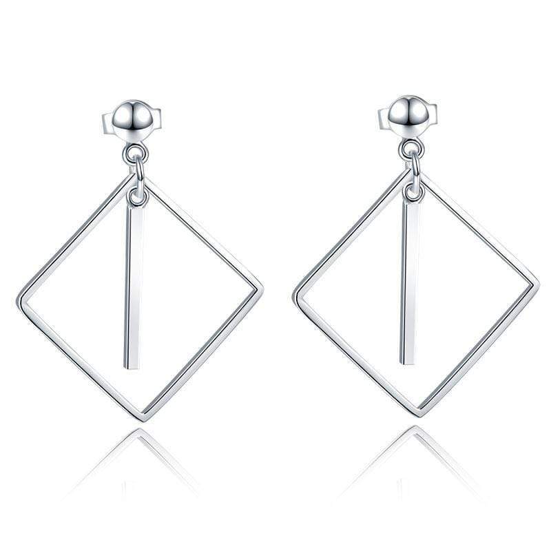 My Jewels Silver Earrings 3.3 cm x 2.5 cm Stylish Silver Earrings Dangle Square