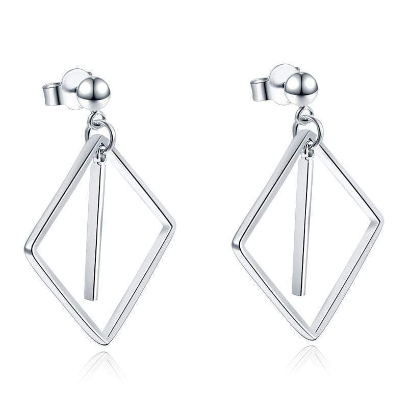 My Jewels Silver Earrings 3.3 cm x 2.5 cm Stylish Silver Earrings Dangle Square