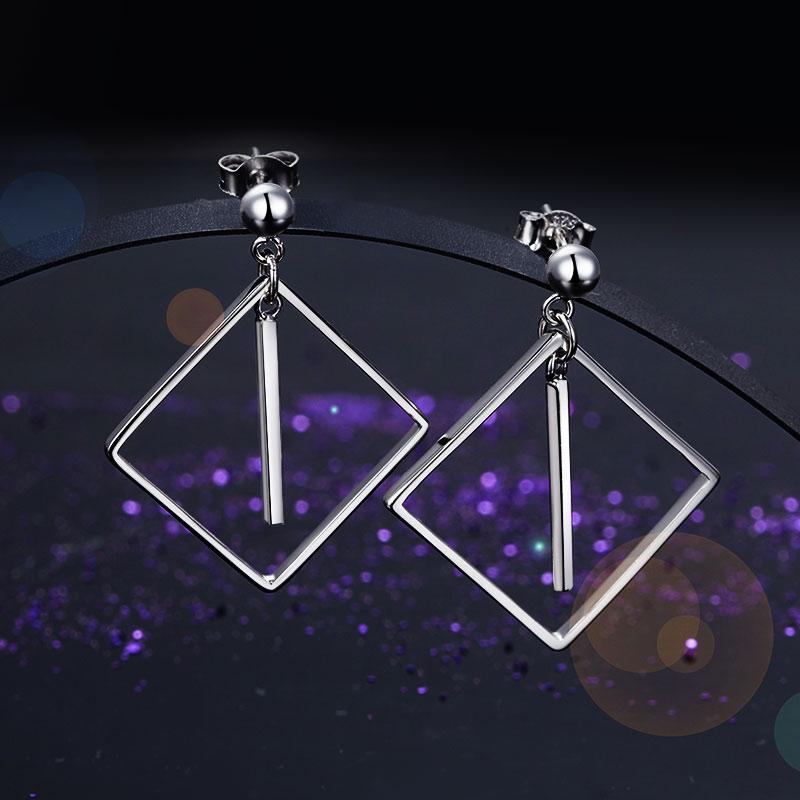 My Jewels Silver Earrings 3.3 cm x 2.5 cm Stylish Silver Earrings Dangle Square