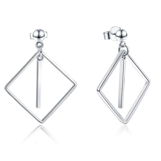 My Jewels Silver Earrings 3.3 cm x 2.5 cm Stylish Silver Earrings Dangle Square