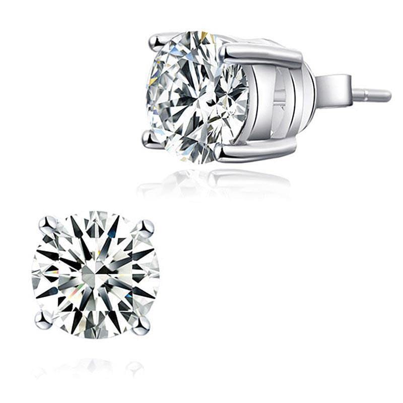 My Jewels Silver Earrings 5 mm X 6.5 mm Diamond Stud Silver Earrings For Women