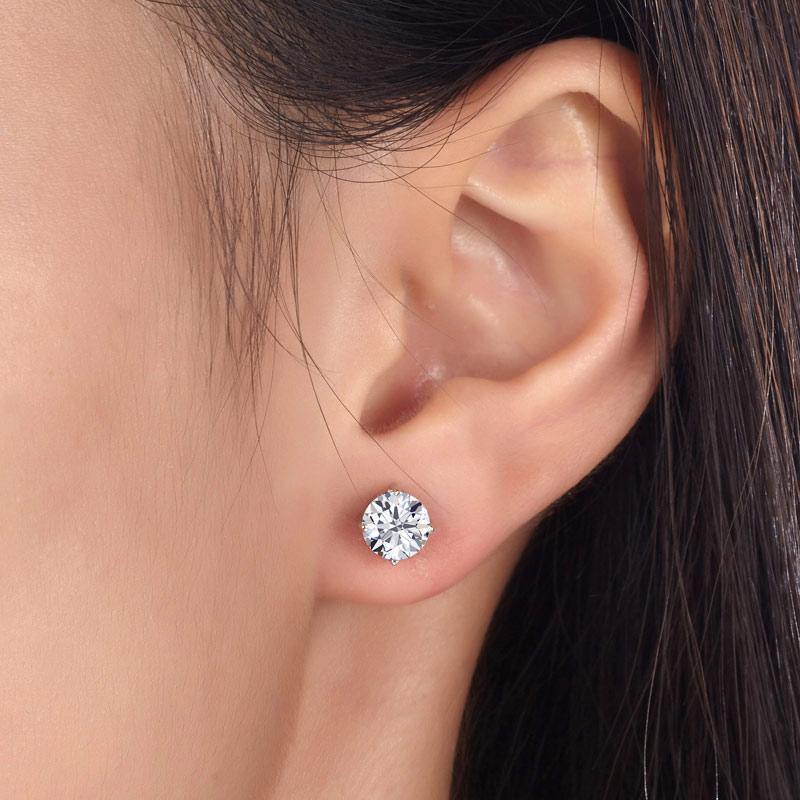 My Jewels Silver Earrings 5 mm X 6.5 mm Diamond Stud Silver Earrings For Women