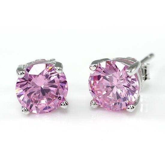 My Jewels Silver Earrings 5 mm X 6.5 mm Pink Sapphire Sterling Stud Silver Earrings