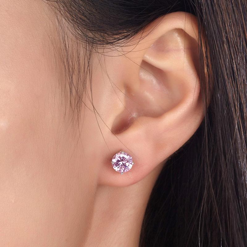 My Jewels Silver Earrings 5 mm X 6.5 mm Pink Sapphire Sterling Stud Silver Earrings