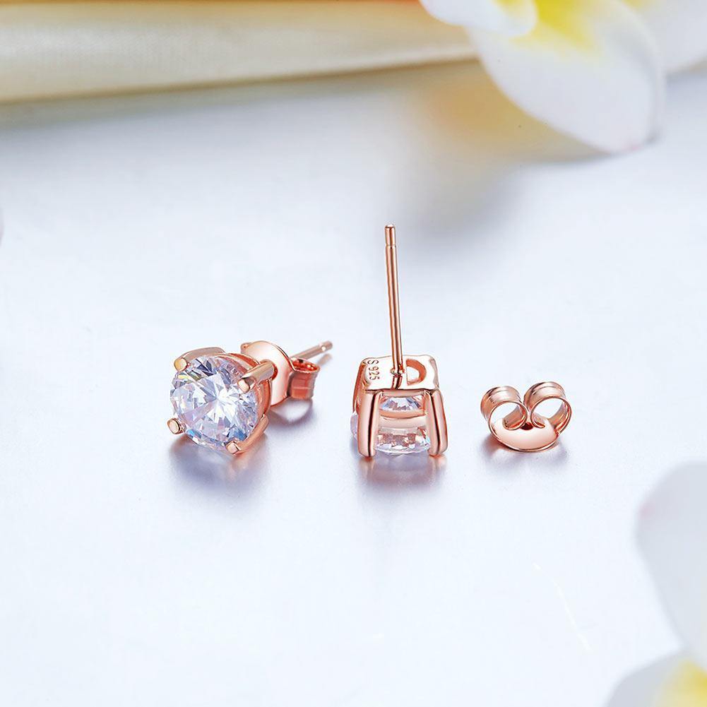 My Jewels Silver Earrings 6.5 mm X 6.5 mm Stud Earrings 925 Sterling Silver Rose Gold