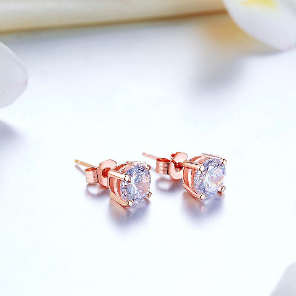 My Jewels Silver Earrings 6.5 mm X 6.5 mm Stud Earrings 925 Sterling Silver Rose Gold