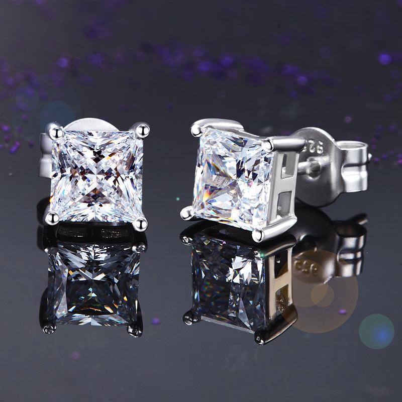 My Jewels Silver Earrings 6 mm X 6 mm Princess Cut Stud Earrings