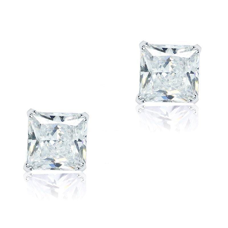 My Jewels Silver Earrings 6 mm X 6 mm Princess Cut Stud Earrings