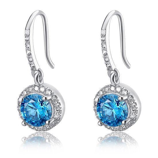 My Jewels Silver Earrings Length: 1" (2.5 cm) Dangle Blue Topaz Silver Earrings