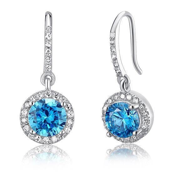 My Jewels Silver Earrings Length: 1" (2.5 cm) Dangle Blue Topaz Silver Earrings