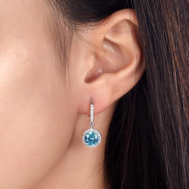 My Jewels Silver Earrings Length: 1" (2.5 cm) Dangle Blue Topaz Silver Earrings