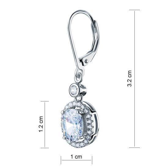 My Jewels Silver Earrings Length: 1.25" (3.2 cm) Dangle Silver Earrings Oval Created Diamond