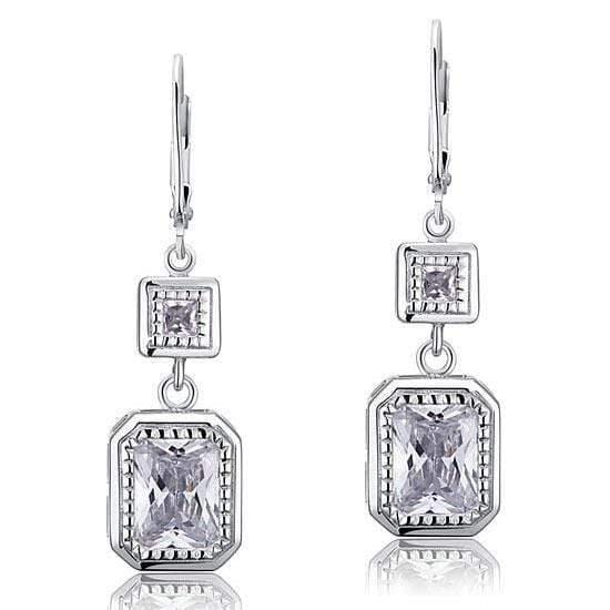 My Jewels Silver Earrings Length: 1.7" (4.2 cm) Silver Earrings Emerald Created Diamond