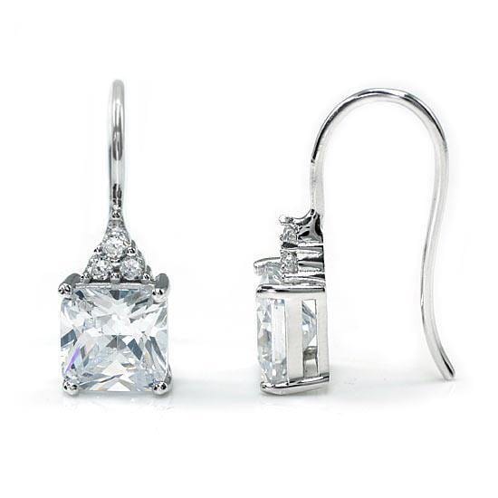 My Jewels Silver Earrings Length: 2.4 cm Diamond Dangle Drop Silver Earrings