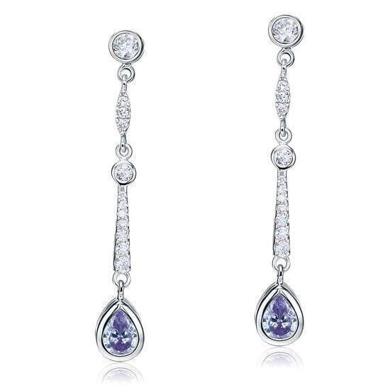 My Jewels Silver Earrings Length: 2" (5 cm) Pear-Cut Earrings Sapphire Dangle Earrings