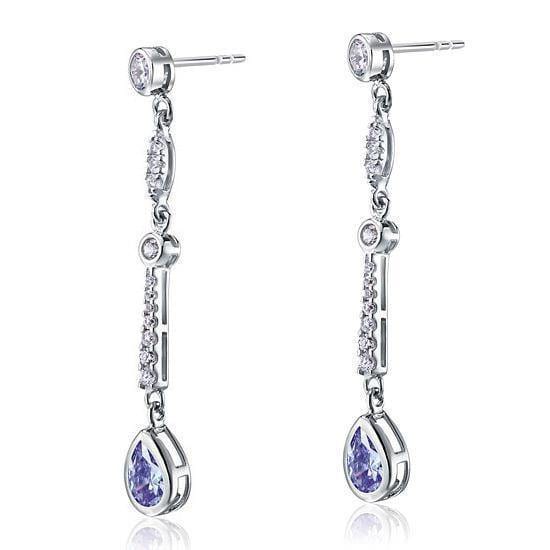 My Jewels Silver Earrings Length: 2" (5 cm) Pear-Cut Earrings Sapphire Dangle Earrings