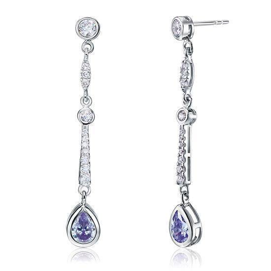 My Jewels Silver Earrings Length: 2" (5 cm) Pear-Cut Earrings Sapphire Dangle Earrings