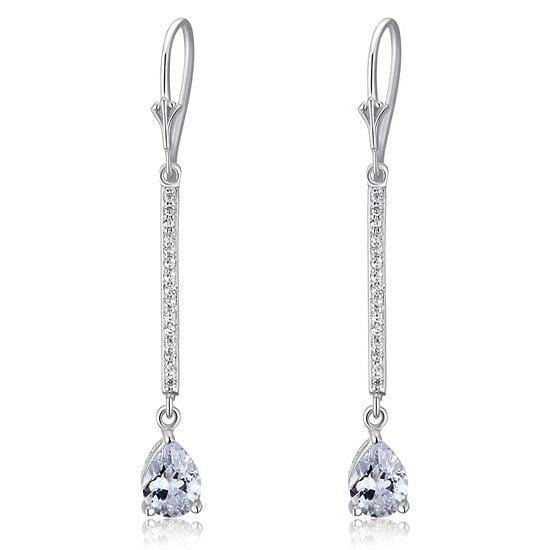 My Jewels Silver Earrings Length: 2" (5 cm) Silver Earrings Cut Created Diamond Dangle