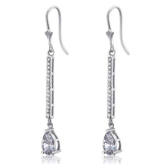 My Jewels Silver Earrings Length: 2" (5 cm) Silver Earrings Cut Created Diamond Dangle