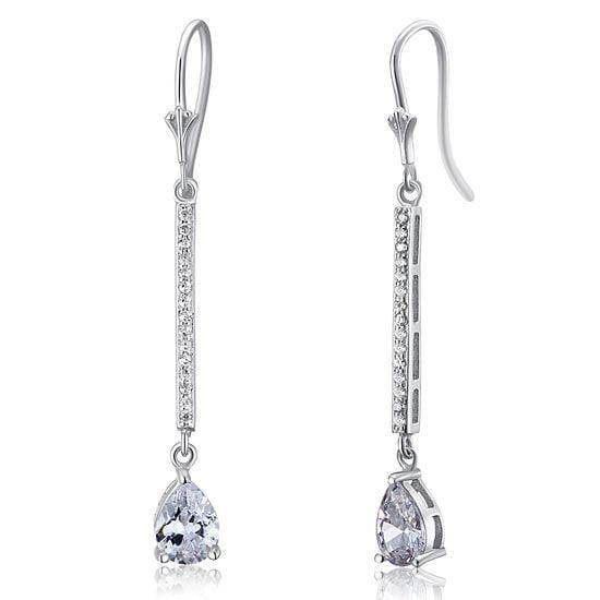 My Jewels Silver Earrings Length: 2" (5 cm) Silver Earrings Cut Created Diamond Dangle
