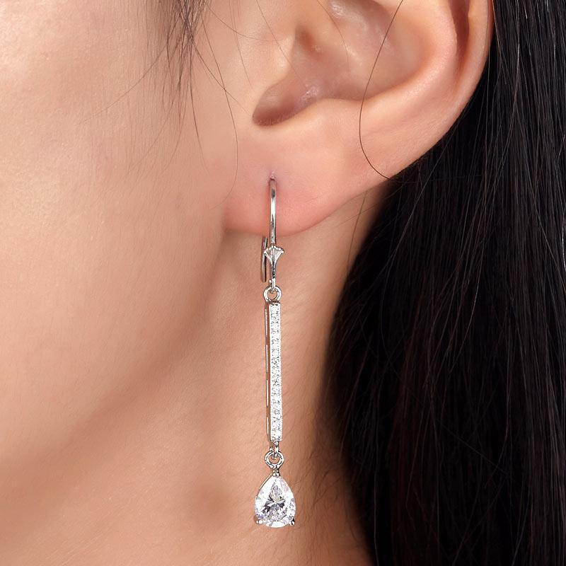 My Jewels Silver Earrings Length: 2" (5 cm) Silver Earrings Cut Created Diamond Dangle